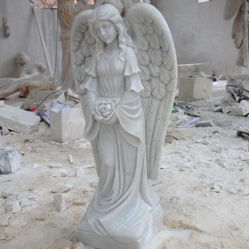 Garden Female Marble Angel Statue for Germany Customer (4)