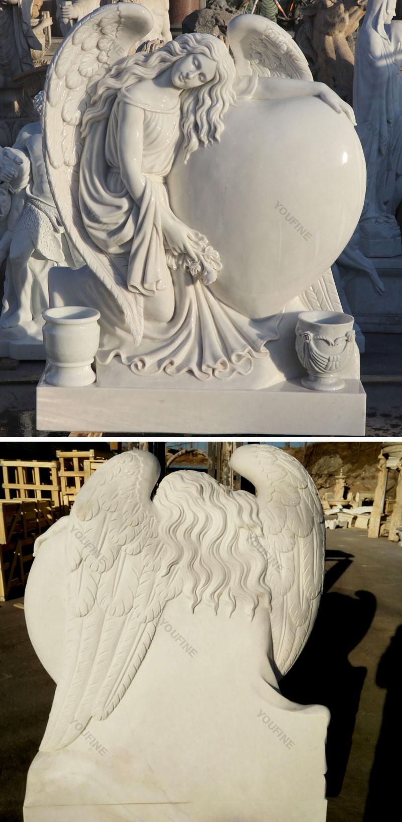 Heart Style Angel Marble Monument Tombstone (3)