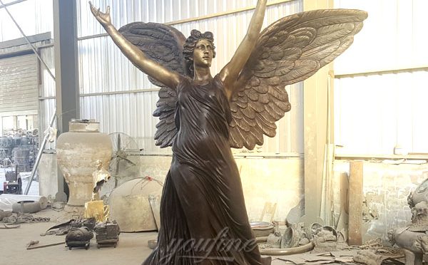 Holding Peace Pigeon Female Bronze Angel Statue (1)