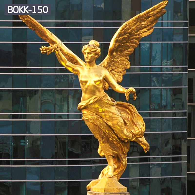 Holding Wreath Goddess Golden Bronze Angel Statue (1)