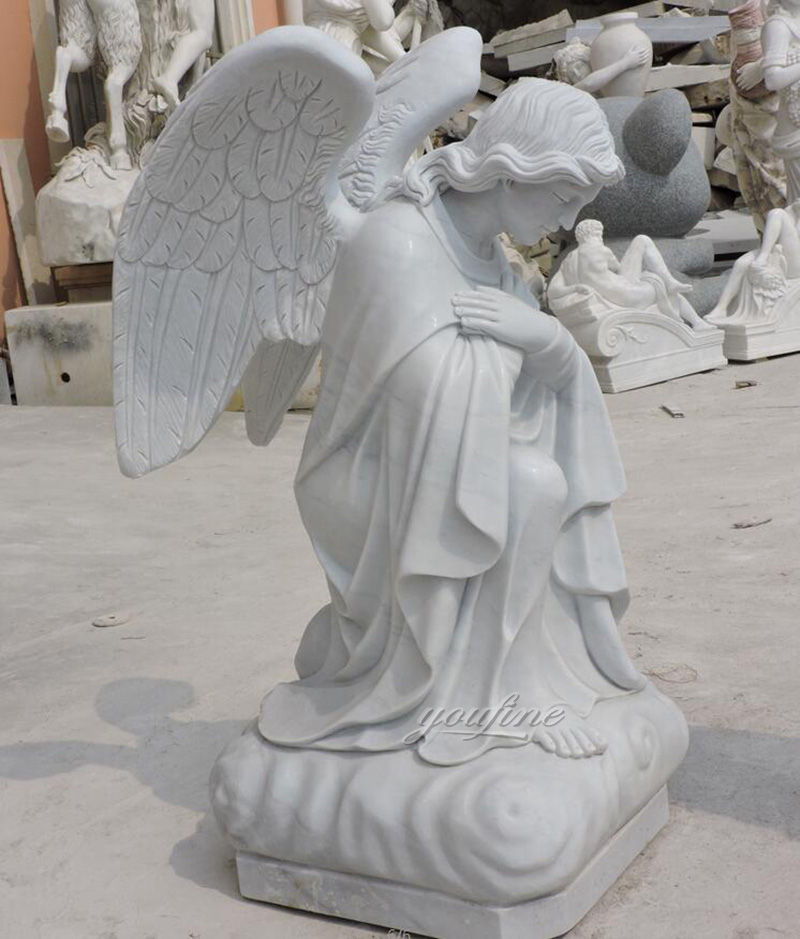 Kneel Praying Female Marble Angel Statue (1)