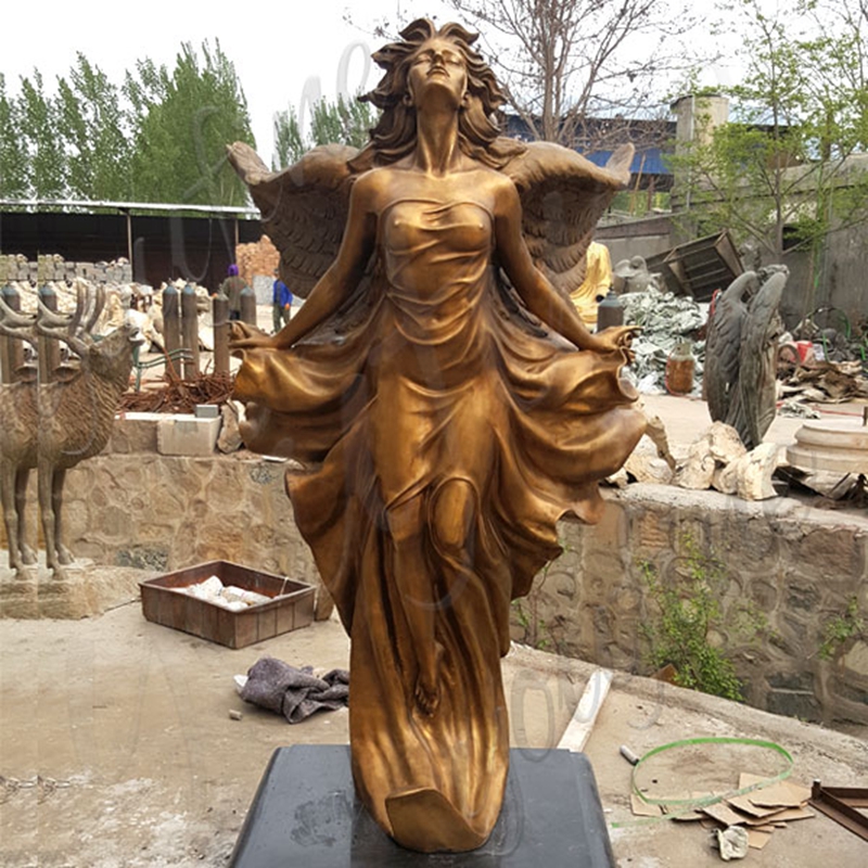 Life Size Gorgeous Flying Female Angel Bronze Statue (1)