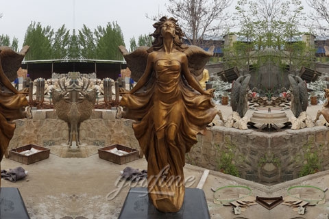 Life Size Gorgeous Flying Female Angel Bronze Statue (2)