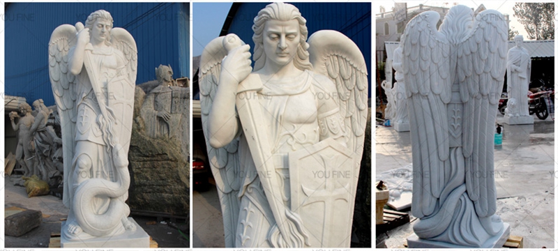 Life Size The Archangel Saint Michael Marble Sculpture (1)