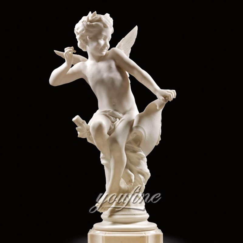 Wings Sitting Cherubs Marble Angel Statue (4)