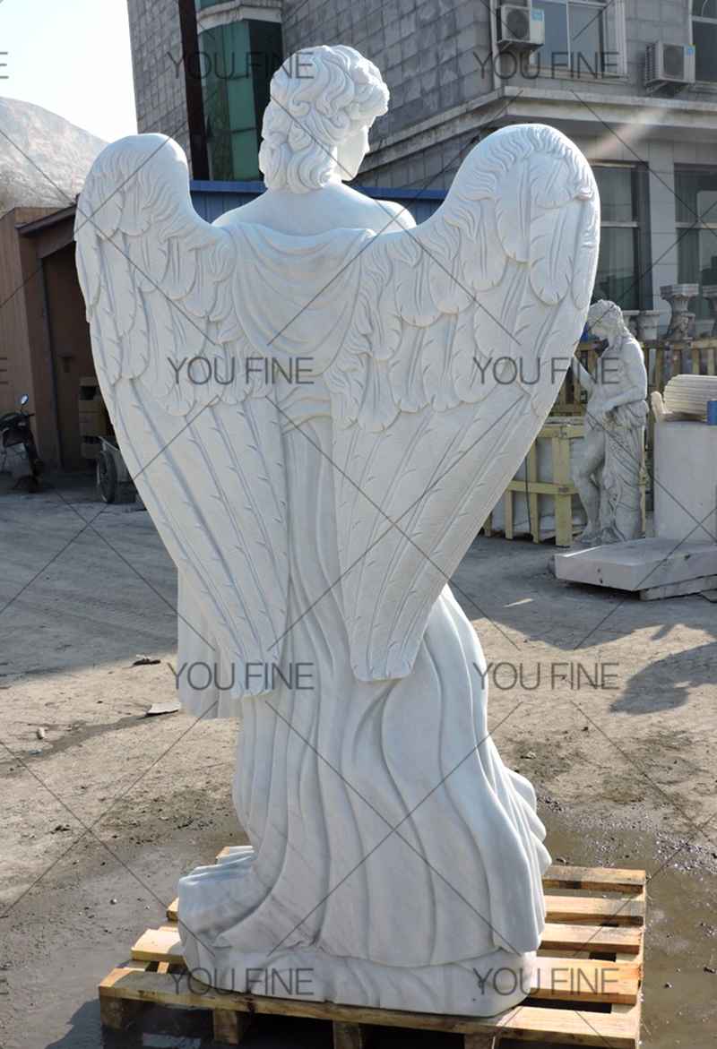 Custom Large White Marble Angel Statues for Customer (1)