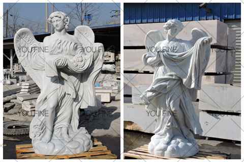 Custom Large White Marble Angel Statues for Customer
