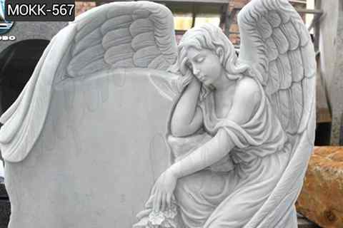 Custom Made Natural Stone White Marble Angel Monument (4)