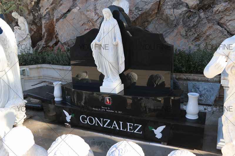 Customized Virgin Mary Statue Granite Headstone for Customer (1)