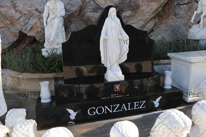 Customized Virgin Mary Statue Granite Headstone for Customer (2)