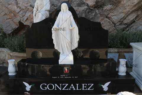 Customized Virgin Mary Statue Granite Headstone for Customer (3)