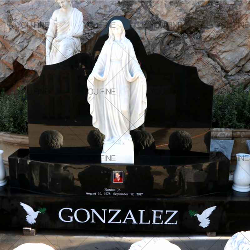 Customized Virgin Mary Statue Granite Headstone for Customer (4)