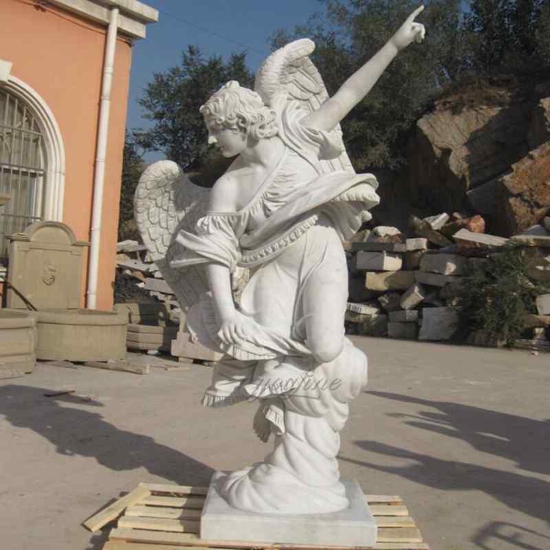 Hand Carved White Marble Natural Stone Angel Statue for Customer (1)