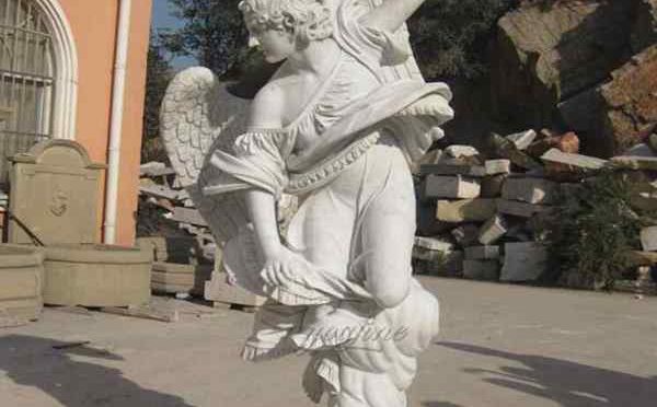 Hand Carved White Marble Natural Stone Angel Statue for Customer (2)