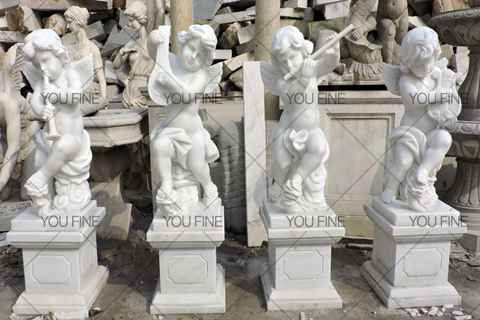 High Polished White Marble Cherubs Statue for Customer (1)