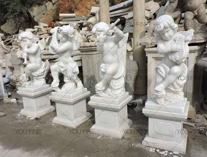 High Polished White Marble Cherubs Statue for Customer (2)