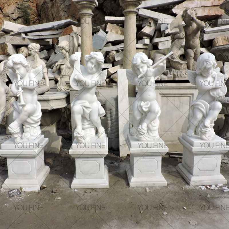 High Polished White Marble Cherubs Statue for Customer (3)