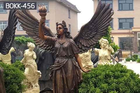 Life Size Holding Torch Bronze Female Angel Statue (3)