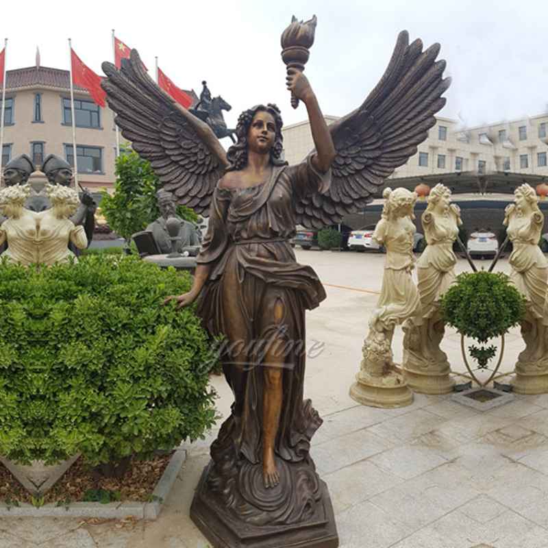 Life Size Holding Torch Bronze Female Angel Statue for Customer (3)