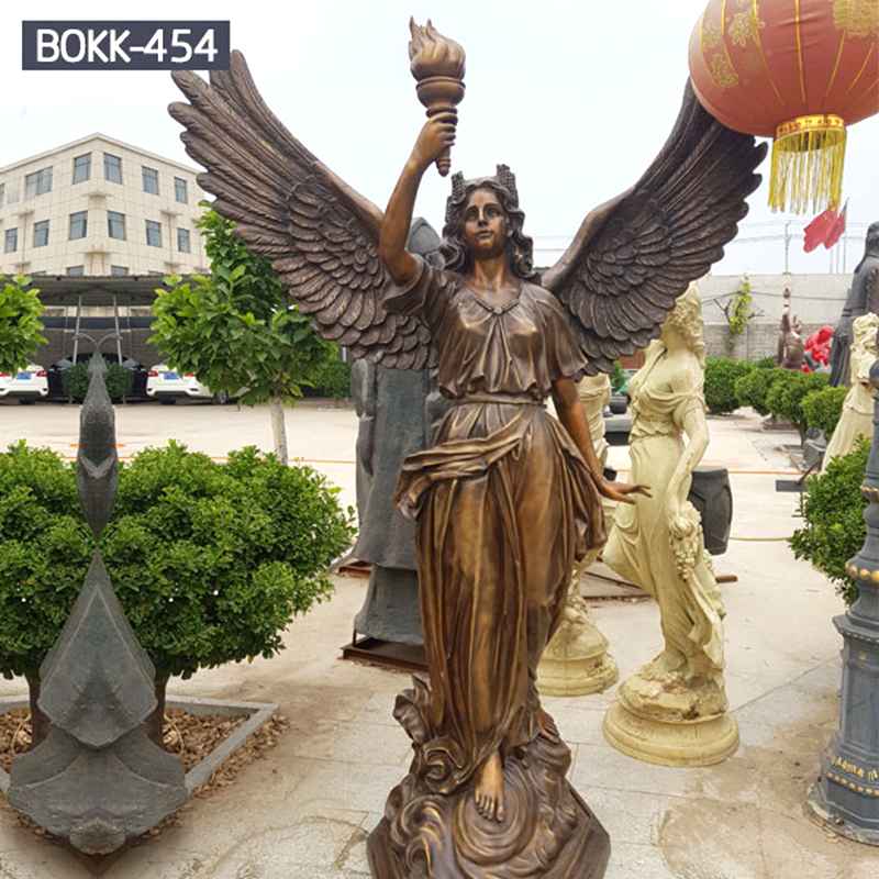 Life Size Holding Torch Bronze Female Angel Statues (1)