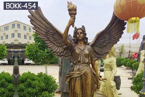 Life Size Holding Torch Bronze Female Angel Statues (1)_副本