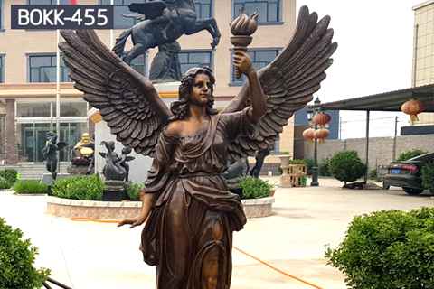 Life Size Holding Torch Bronze Female Angel Statues (2)