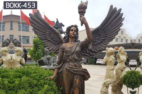 Life Size Holding Torch Bronze Female Angel Statues (2)