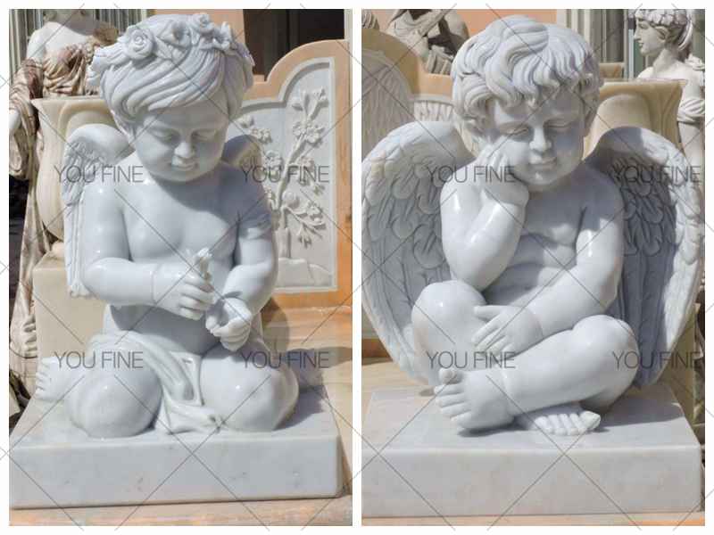 Luxury White Marble Cherubs Statue (3)