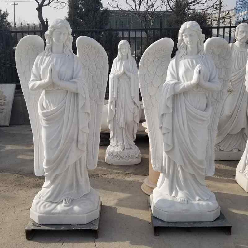 Praying Female Angel White Marble Statue for Client (1)