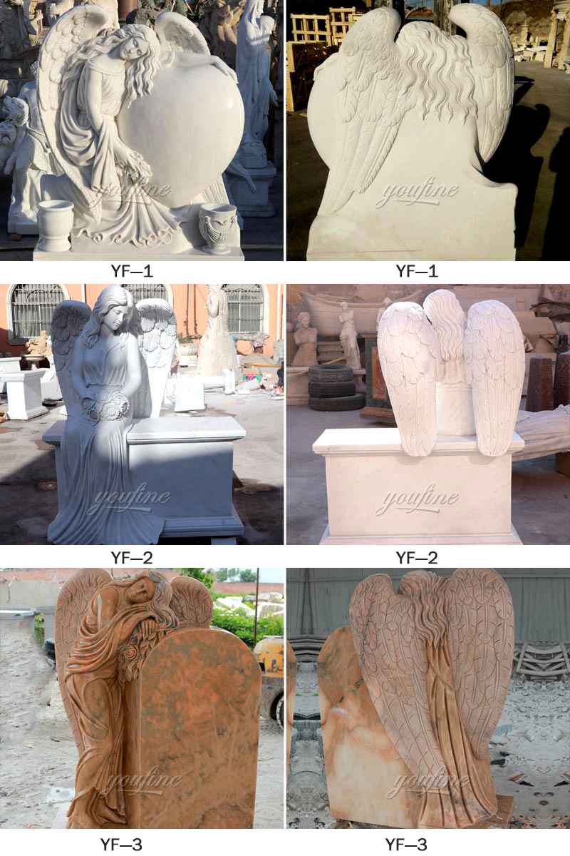 Weeping Angel Statue White Marble Tombstone Monument (1)