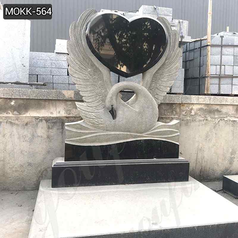 Cemetery Natural Marble Granite Swan Heart Monument (4)