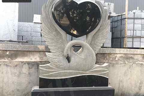 Cemetery Natural Marble Granite Swan Heart Monument (5)