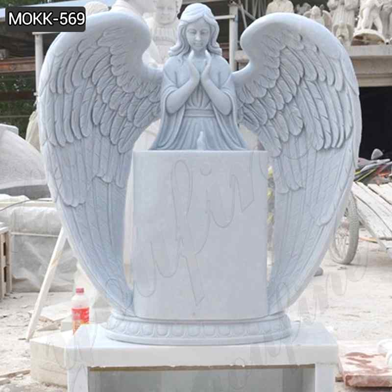 Factory Supplier Huge Wings White Marble Angel Statue Monument (4)