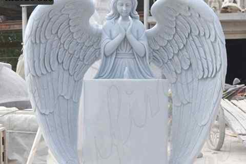 Factory Supplier Huge Wings White Marble Angel Statue Monument (5)