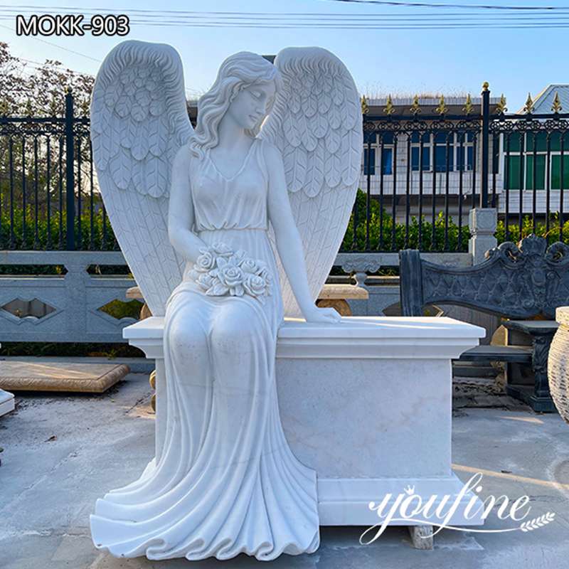 A-grade Hand-carving Marble Angel Headstone Memorial Statue Factory Supplier 3