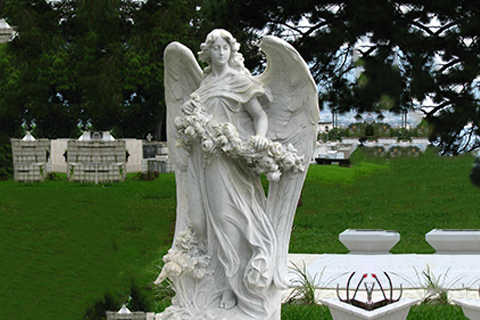 Handmade Marble Angel Statue Life-size Outdoor Art Decor for Sale 1