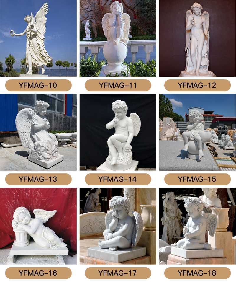 Life -size Marble Angel Statue Outdoor Decor for Sale 