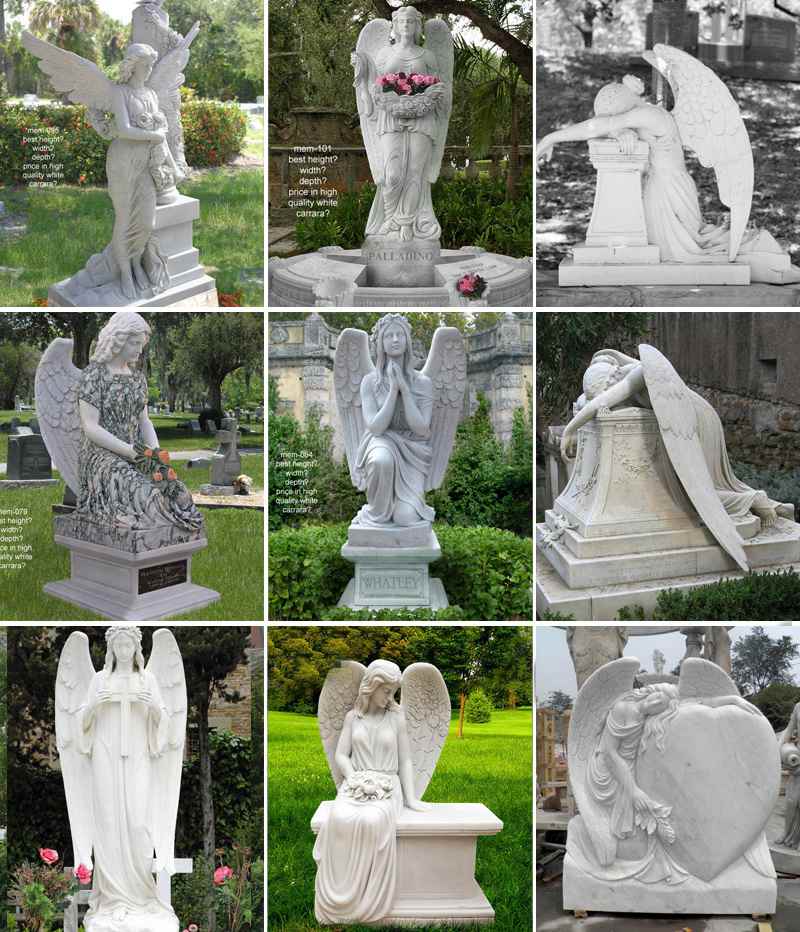 A-grade Hand-carving Marble Angel Headstone Memorial Statue Factory Supplier