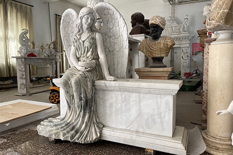 marble angel headstone-YouFine Sculpture .