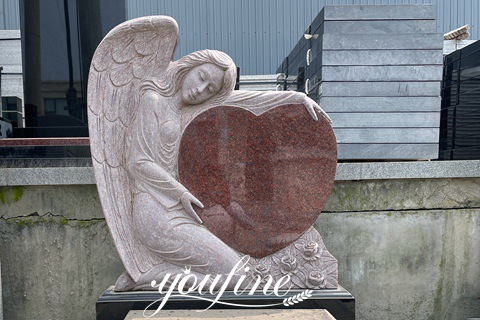 angel holding heart headstone-YouFine Sculpture.