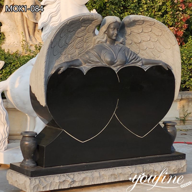 heart headstone with angel-YouFine Sculpture