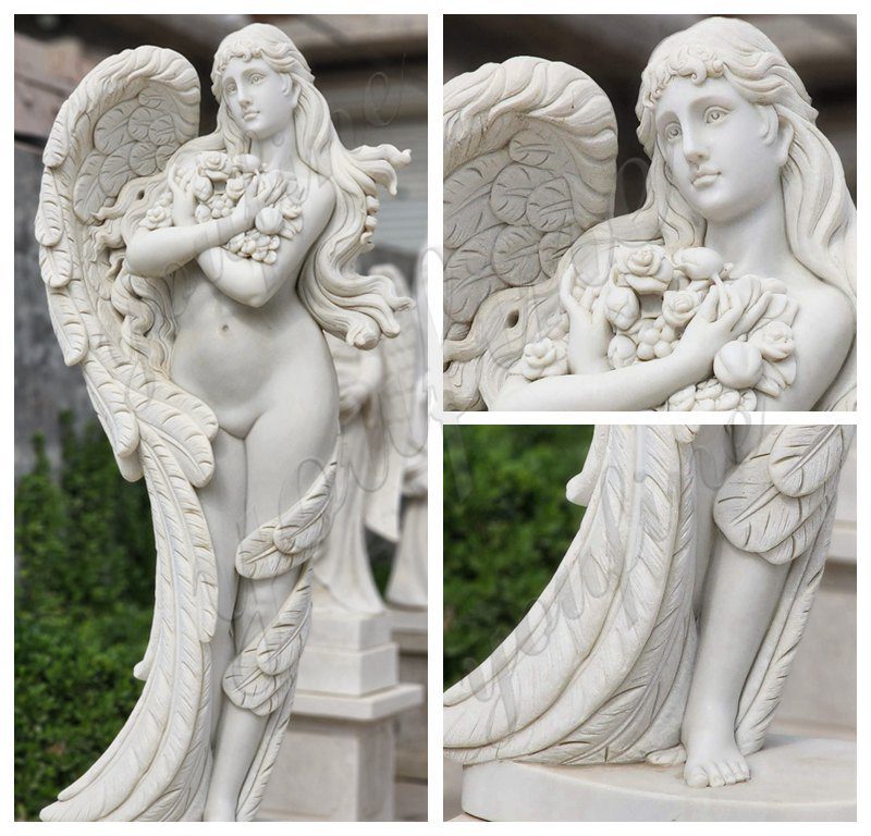 carving details for the white marble angel statue