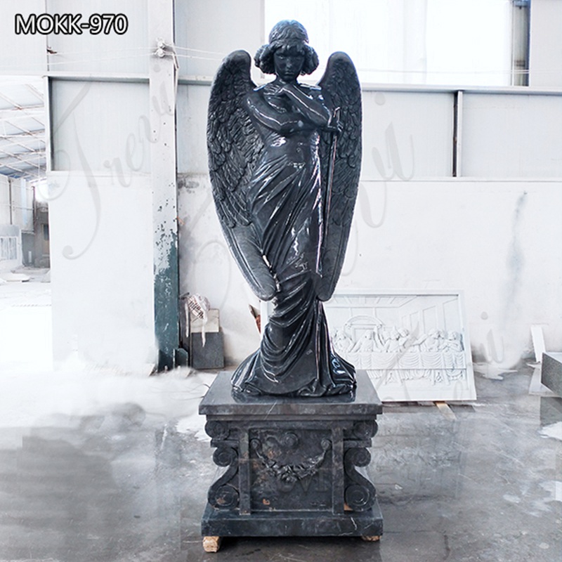 Black marble Guardian Angel Statue Description