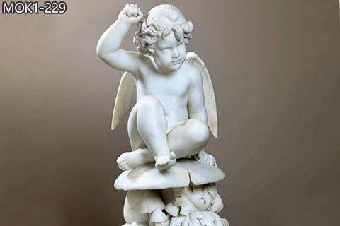 Outdoor Hand-Carved Marble Puck Statue for Garden Decor MOK1-229